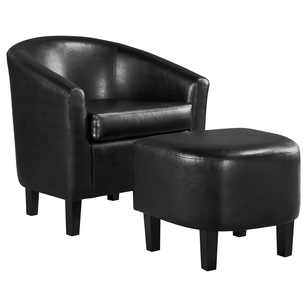 Leather club chair shop and ottoman set