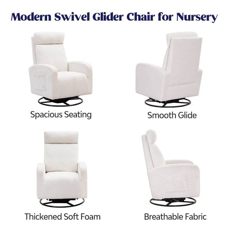 HOMYKA Swivel Glider Rocker Accent Chair for Nursery with Side Pocket Set of 2