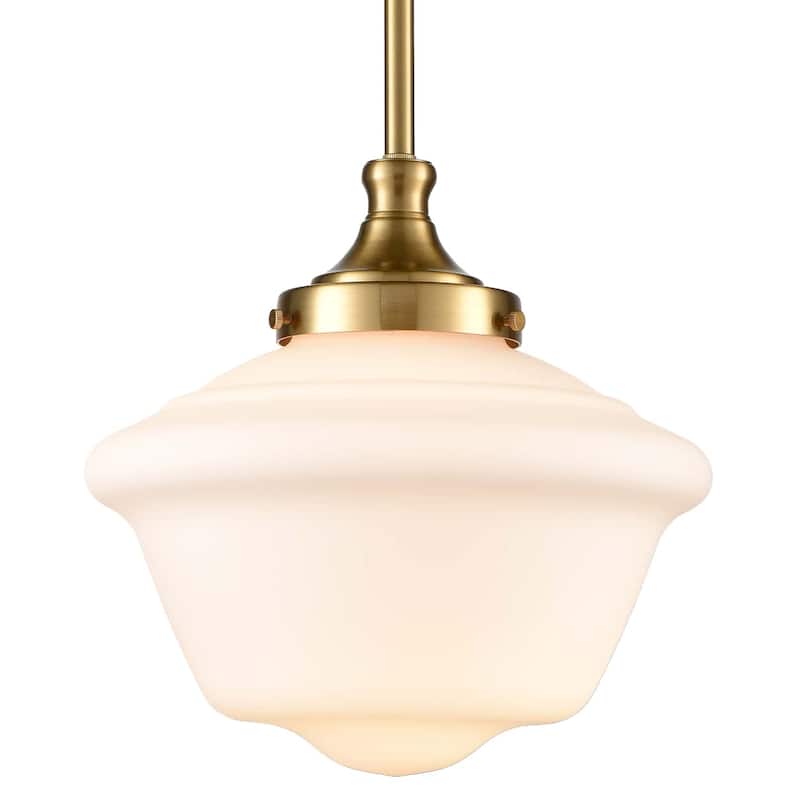 Antalya Schoolhouse Pendant Light Fixture with Milk Glass Shade 1-Light