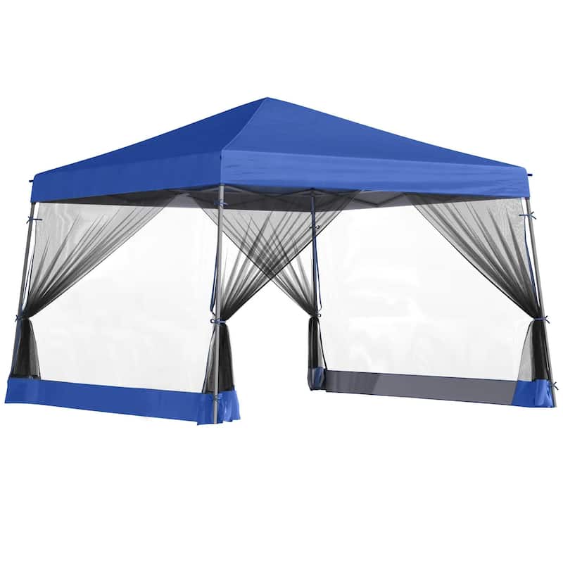 Slant Leg Pop Up Canopy Tent with Netting and Carry Bag, Sun Shelter