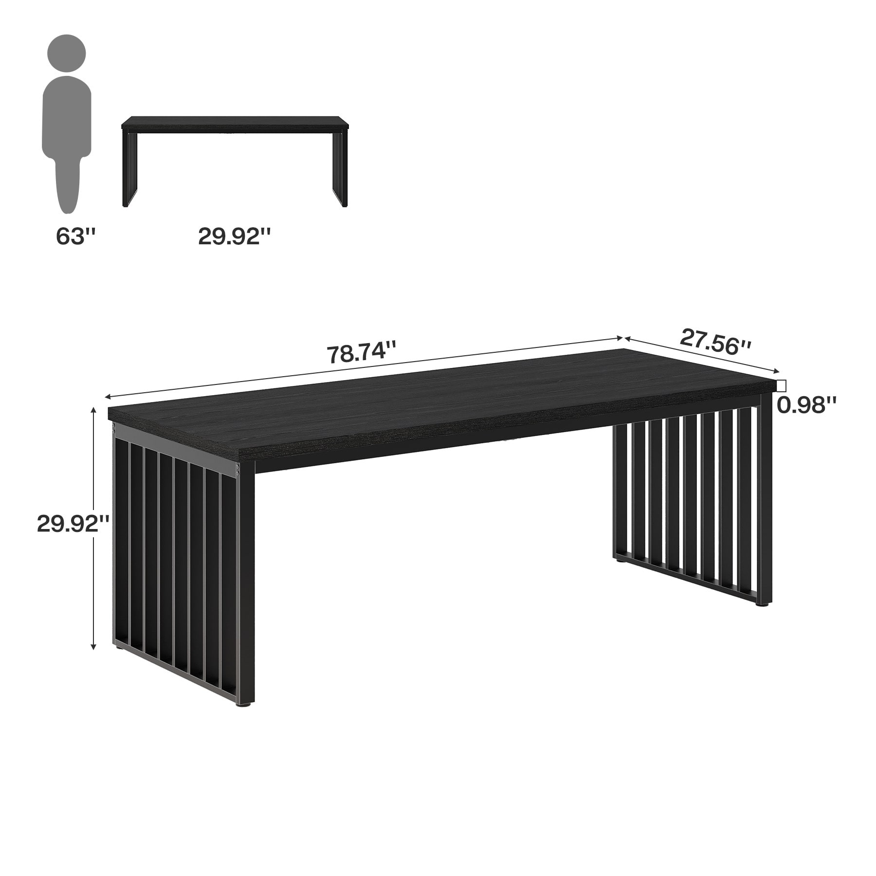 78.7 inches Diniong Table for 6-8 People, Wood Dinner Table for