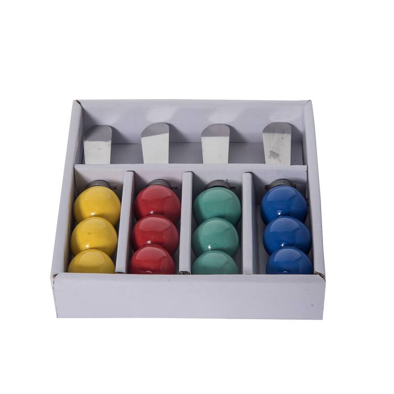 Transpac Dolomite 5 in. Multicolor Spring Bright Geometric Spreaders Set of 4