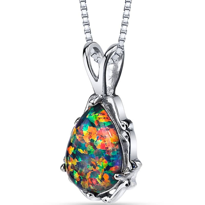 1 ct Black Opal Pendant in Sterling Silver