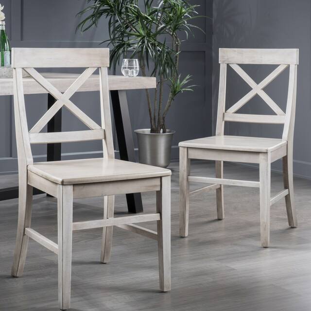 Roshan Farmhouse Acacia Dining Chairs (Set of 2) by Christopher Knight Home - Grey