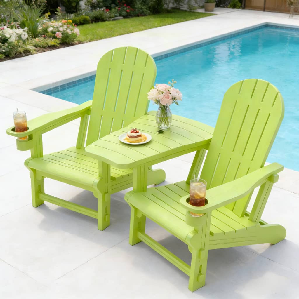 Outdoor All Weather Adirondack Chairs with Movable Footrests, Set of 5/3.