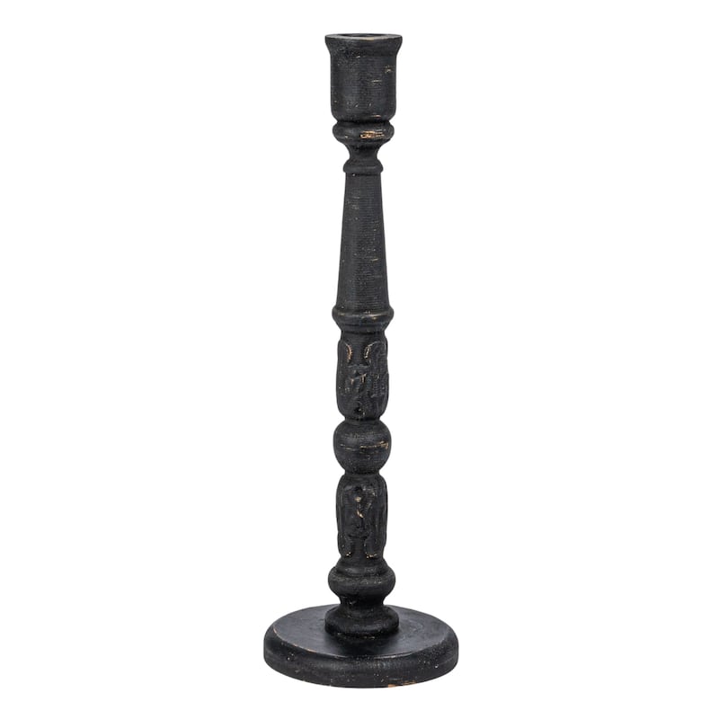 Wood Taper Candle Holders, Set of 3 - 3.9"L x 3.9"W x 12.4"H