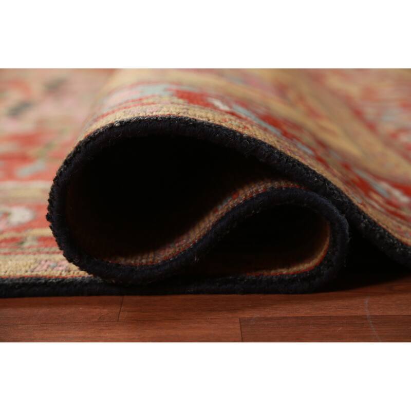 Geometric Heriz Serapi Oriental Area Rug Handmade Red Wool Carpet - 8'10" x 11'10"