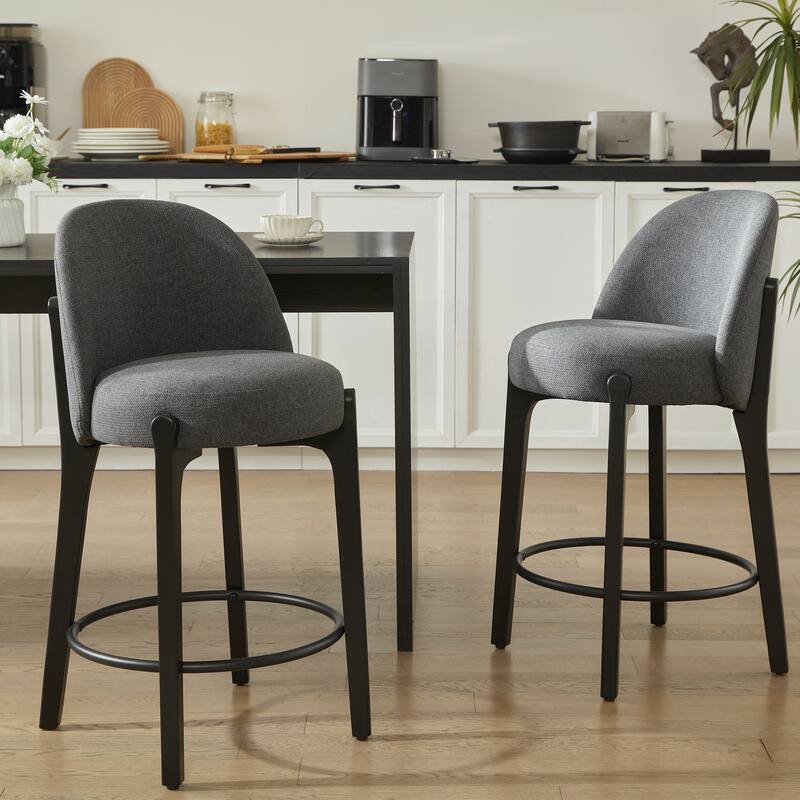 set of 4 Upholstered Counter Height Bar Stools - Set of 2 - Grey