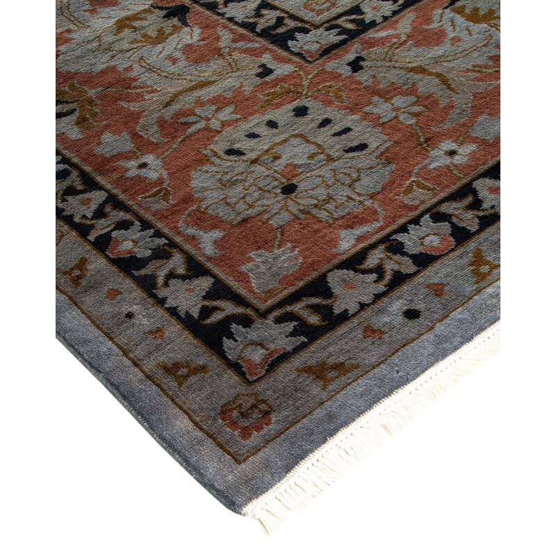 Overton Hand Knotted Wool Vintage Inspired Modern Contemporary Overdyed Gray Area Rug - 9' 1" x 12' 5"