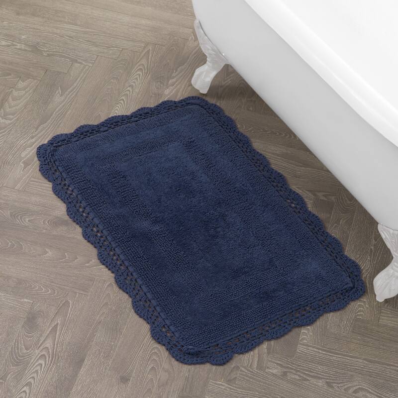 Laura Ashley Reversible Cotton Crochet Bath Rug