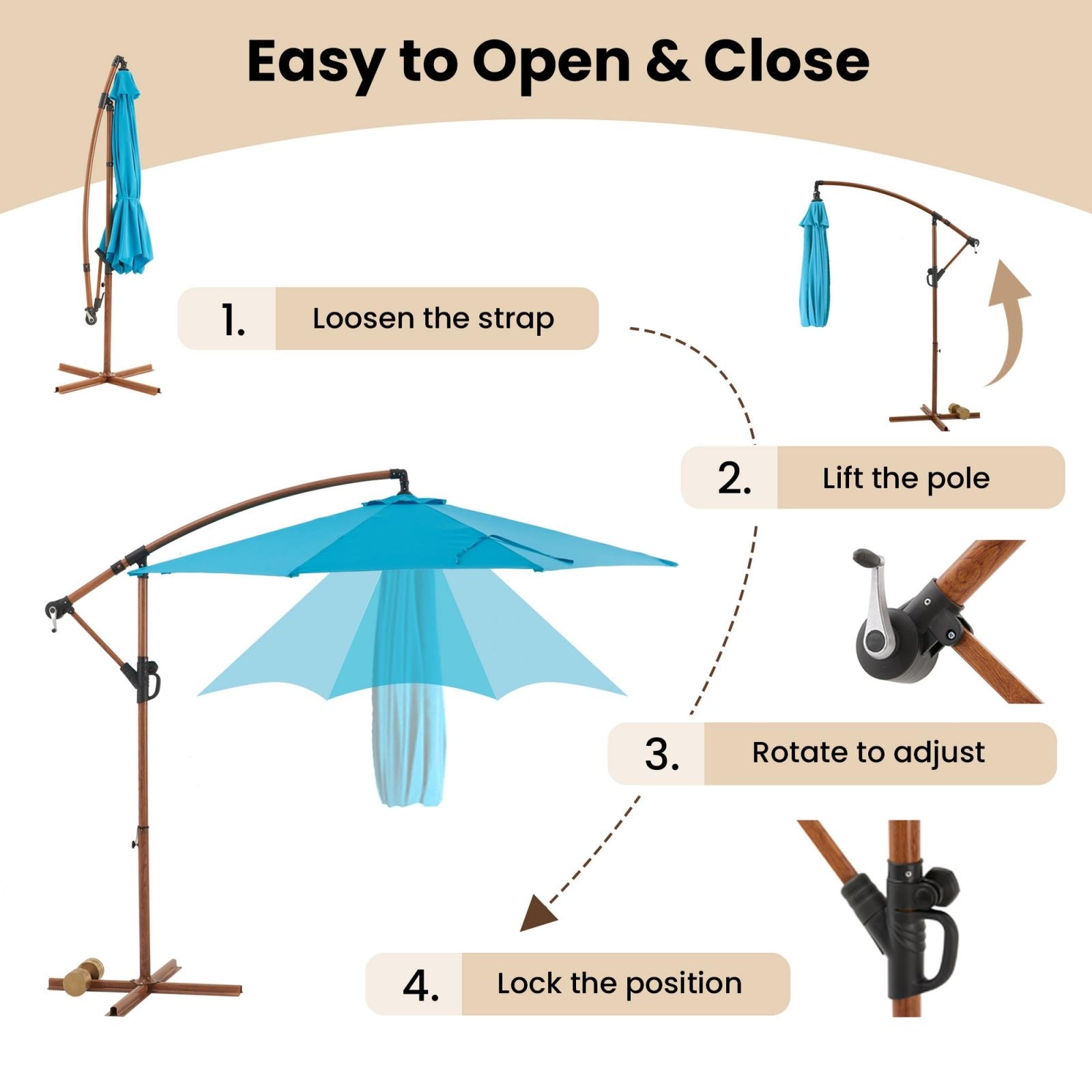 instructions 10feet patio umbrella 10 Feet Cantilever with Cover Tilt Adjustment and Sunneday LLC and more BCP sets AE Outdoor 10 ft. Offset