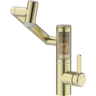 Lefton Rotatable Single Hole Bathroom Sink Faucet with Built-in Filter, Temperature Display in ...