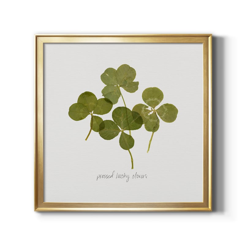 Pressed Clover I-Premium Framed Canvas - Ready to Hang - 22.5x22.5 - Gold