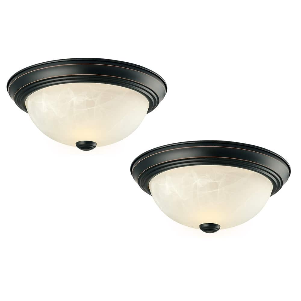 Design House Traditional 2 Pack 2-Light Indoor Oil Rubbed Bronze Dimmable Ceiling Lights - 11.25 x 11.25 x 4.75