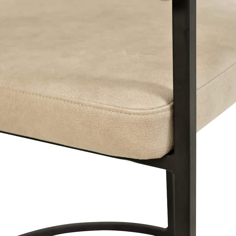 LeisureMod Set of 4 Aero Upholstered Leather Dining Side Chair - Contemporary Arm Chair with Black Iron Frame