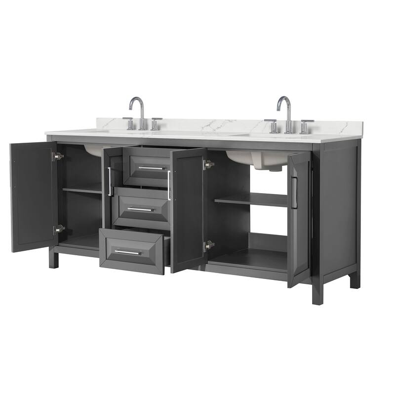 Daria 80-inch Double Vanity, 3 Hole Quartz Top