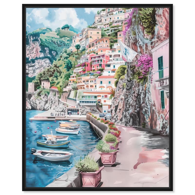 Lush Coastal Villa Entrance Canvas by Art Remedy - Black - 24" x 30"
