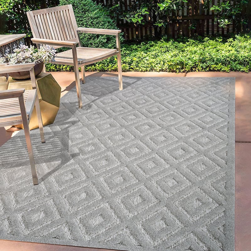 JONATHAN Y Ankara Neutral Diamond Trellis Indoor/Outdoor Area Rug