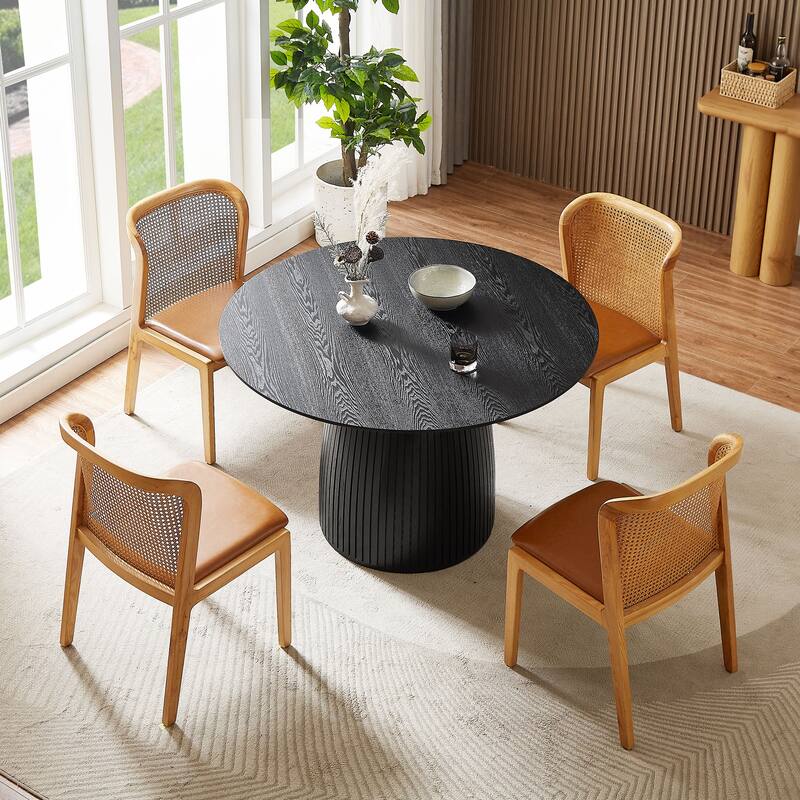 Round Dining Table Modern Wood Kitchen Table 47.24" Circular Tabletop for Leisure Coffee Table