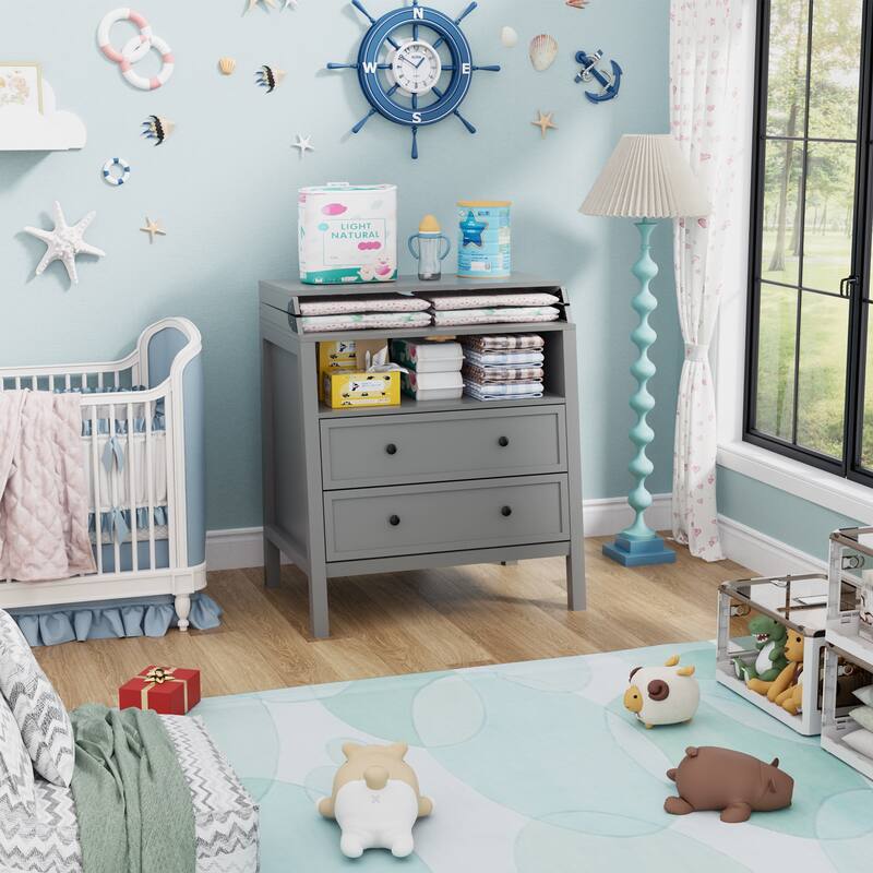 Baby Changing Table Multi-Functional 2 Drawer Dresser