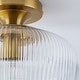 preview thumbnail 8 of 7, Rennnsan 1-Light Vintage Ribbed Glass & Brass Flush Mount Ceiling Light for Bedroom - 1 Light