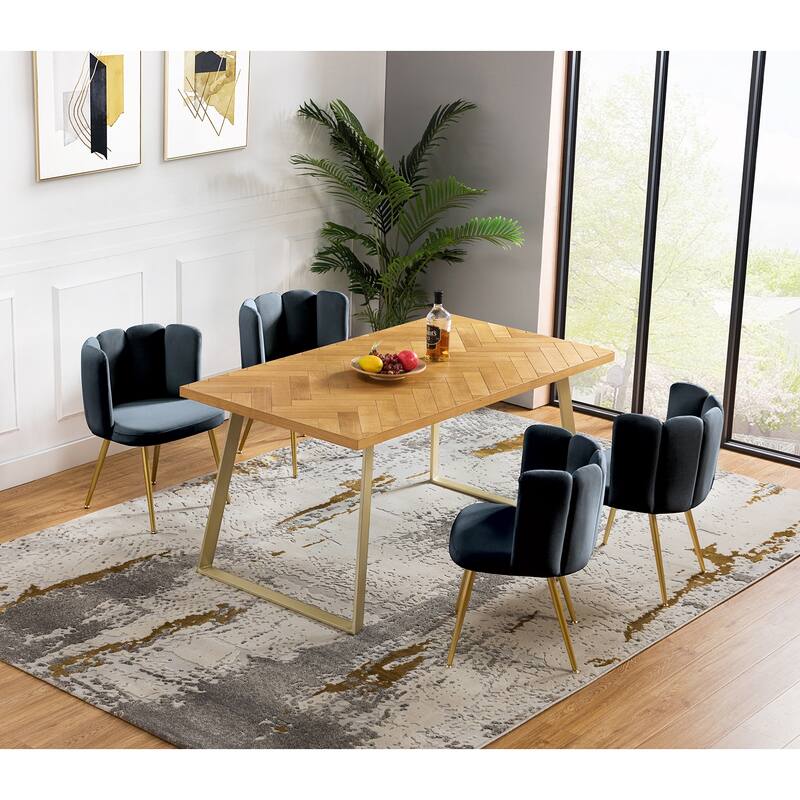 Anjela Comfy Dining Furniture Set 0f 4 with Metal Legs by HULALA HOME - BLACK