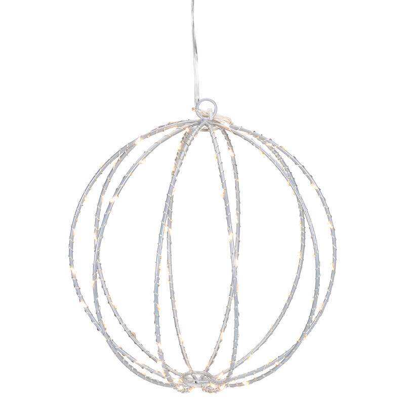 8-Inch LED Lighted Christmas Hanging Ball Decoration Warm White Lights