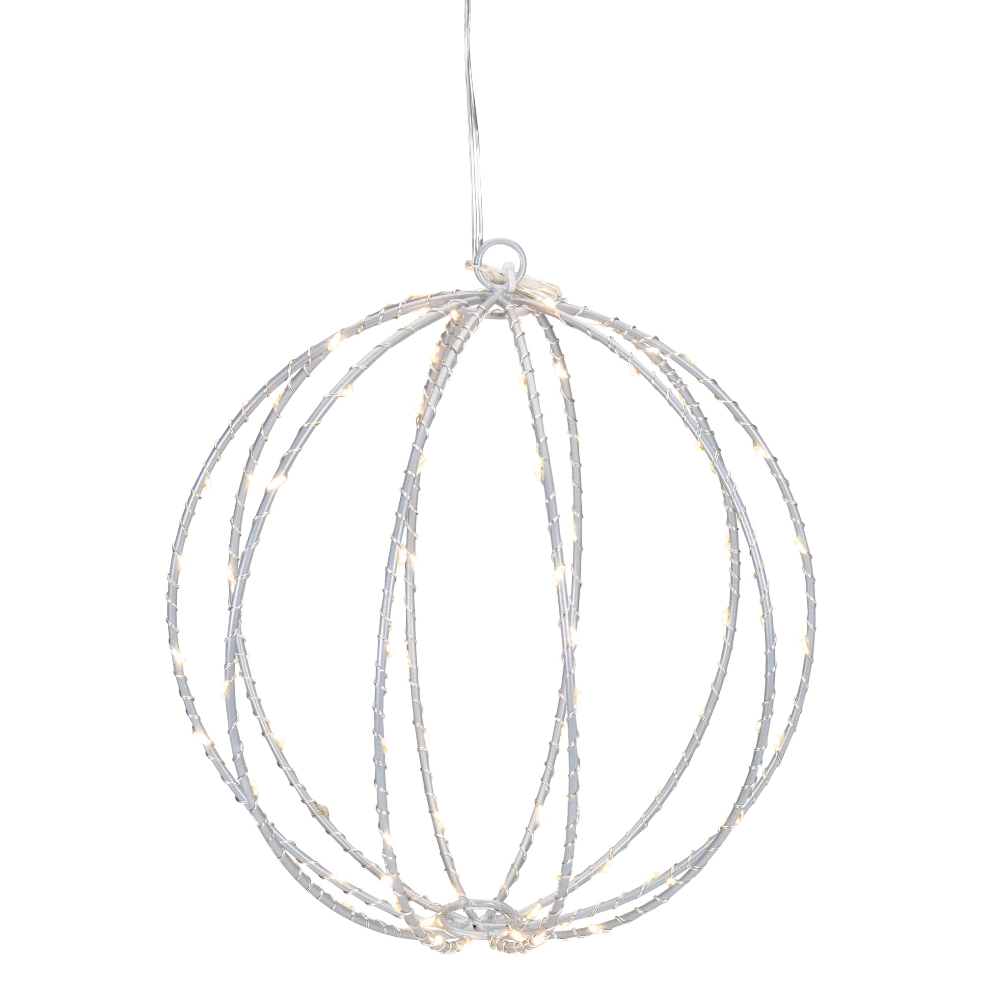 8-Inch LED Lighted Christmas Hanging Ball Decoration - Warm White Lights - 7.75"