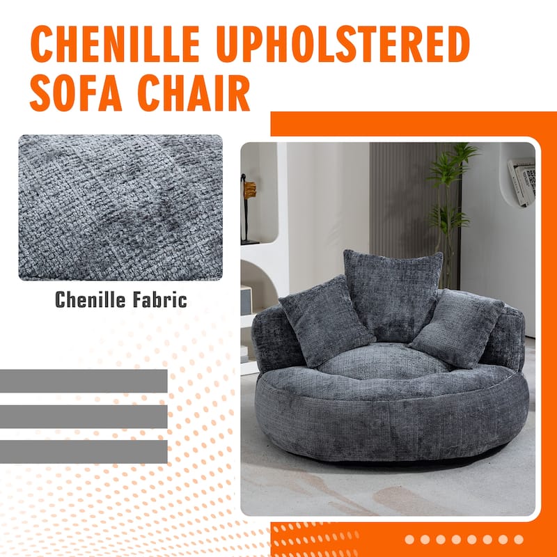HOMEFUN Chenille Upholstered Durable Comfort Lounger High Back Bean Bag Chair