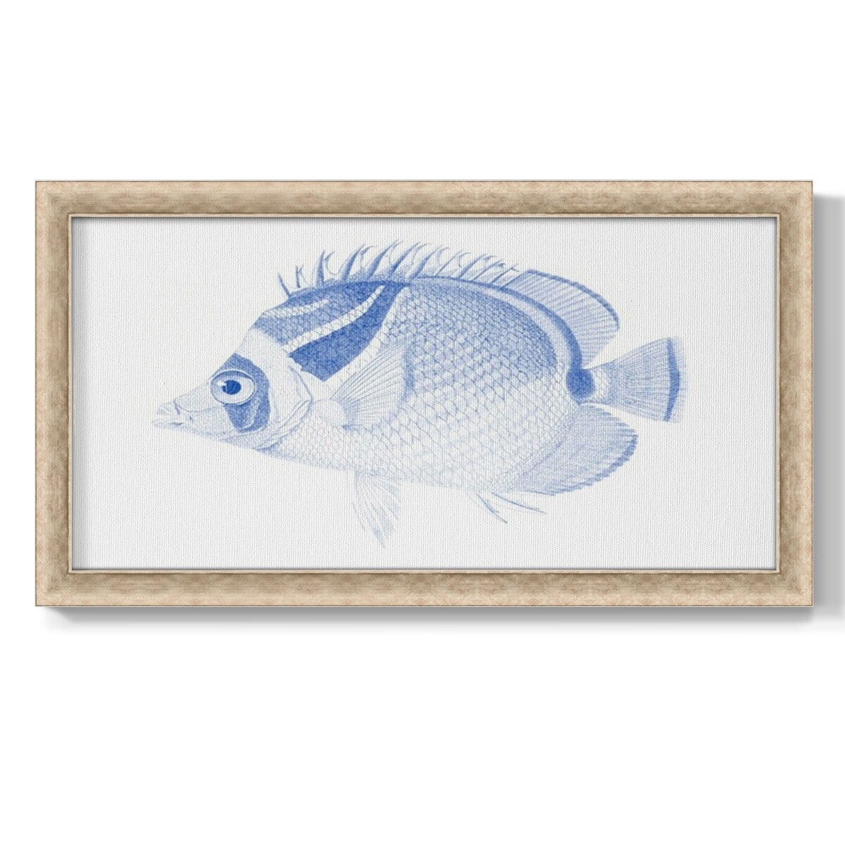 Blue & White Tropical Fish IV Premium Framed Canvas- Ready to Hang