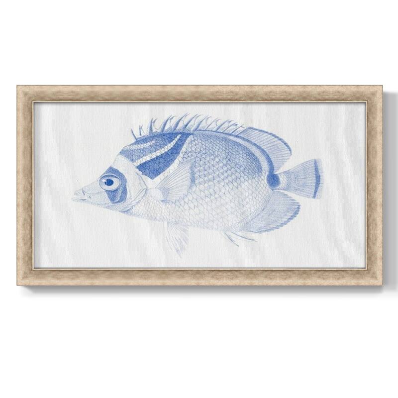 Blue & White Tropical Fish IV Premium Framed Canvas- Ready to Hang