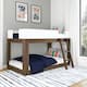 Max and Lily Mid-Century Modern Twin over Twin Low Bunk Bed - White/Walnut