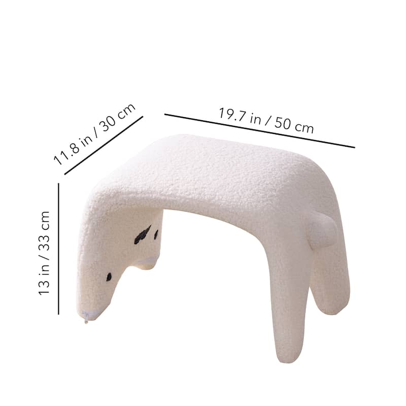 Cat Shape Upholstered Ottoman, Arched Footstool, Sofa Footrest