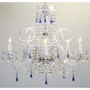 Swarovski Crystal Trimmed Chandelier! Blue Crystal Chandelier Chandeliers - Chandeliers For Bedrooms by Overstock.com