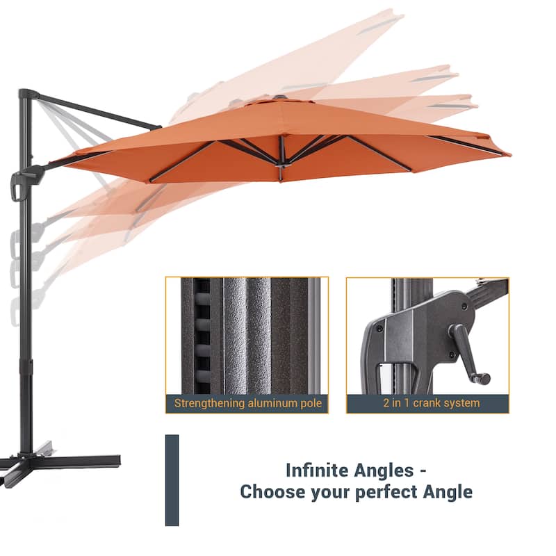 LIVOOSUN 11Ft Cantilever Patio Umbrella,Offset Hanging Umbrella