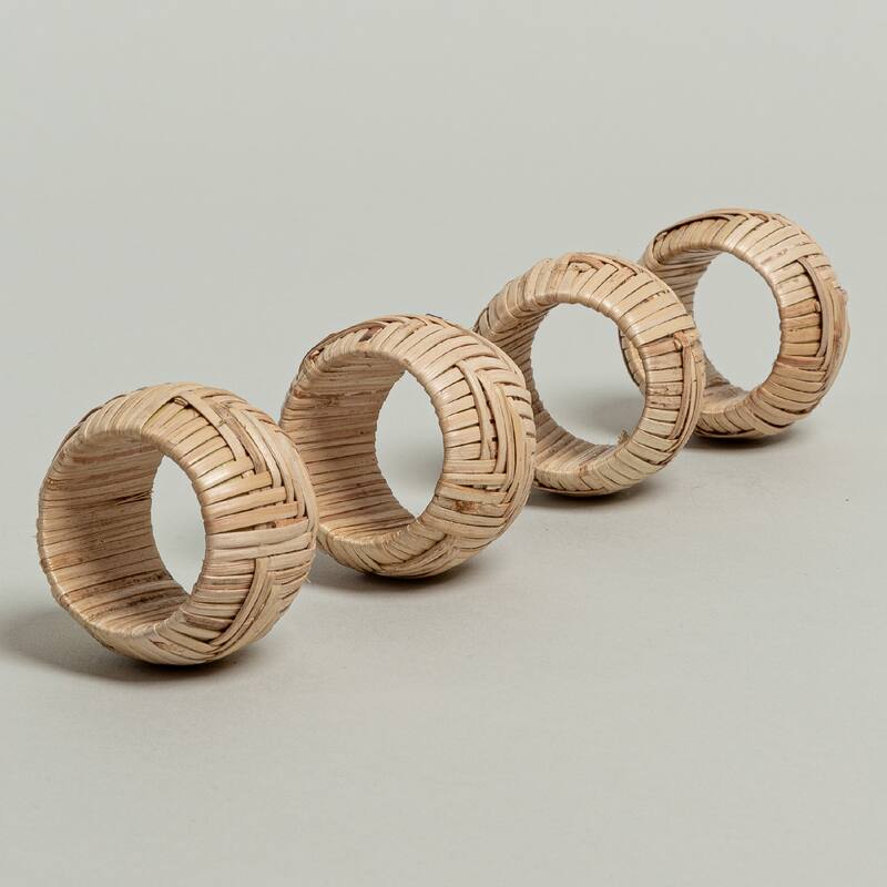 over&back Woven Wicker Napkin Rings (Set of 4) - 4
