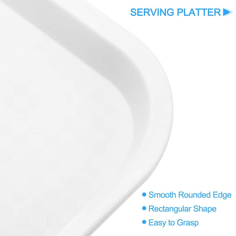 12" x 16" Plastic Fast Food Trays Bulk Rectangular Serving Trays, White