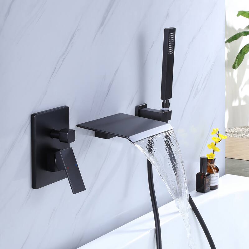 Single Handle Wall Mounted Roman Tub Faucet with Diverter and Handshower