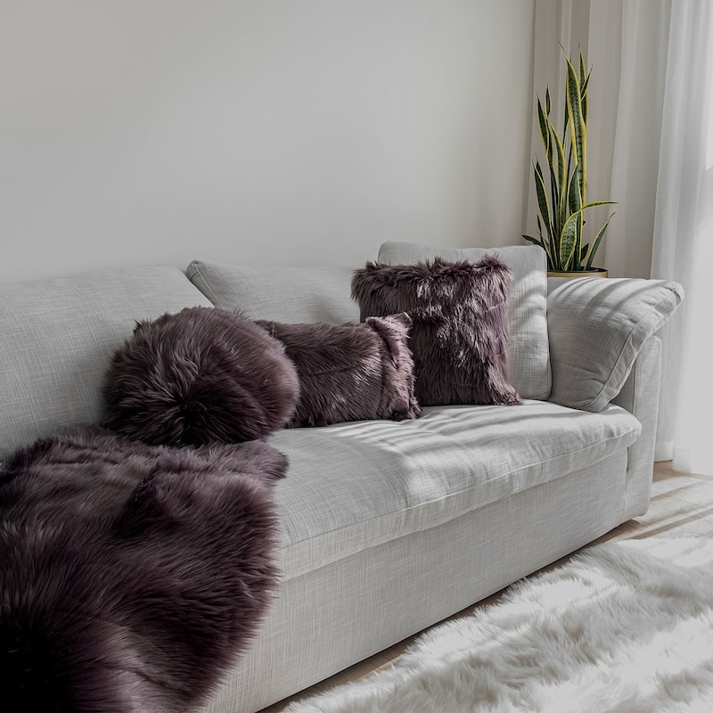 Edinburgh White Faux Fur Accent Pillow Cushion 16R