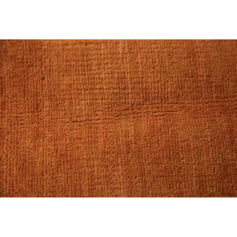 Orange Gabbeh Modern Rug Hand-Knotted Wool Carpet - 3'11" x 5'10"