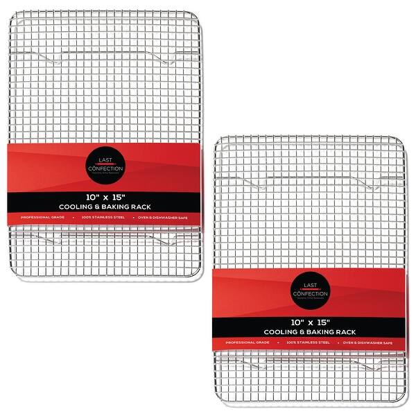 (Set of 2) Stainless Steel Baking & Cooling Racks - 10" x 15"