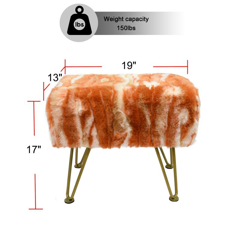 Home Soft Things Soft Fauxfur Ottoman Fuzzy Entryway Bench Seat