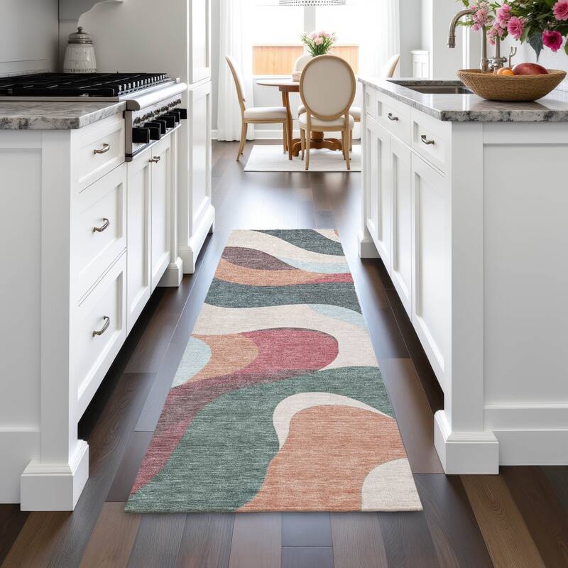 Machine Washable Indoor/Outdoor Casual Contemporary Chantille Rug