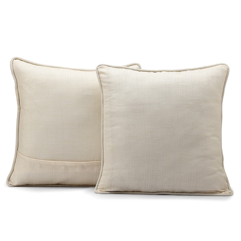 Exclusive Fabrics Yarn Dyed Designer Faux Raw Textured Silk Cushion Cover (Set of 2) - 18 X 18 - French Ivory