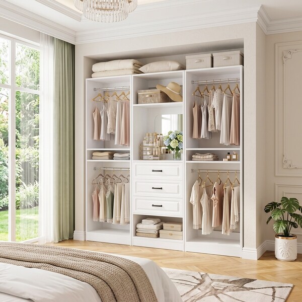Cimly Set of 3 Closet System with Drawers, Freestanding Closet