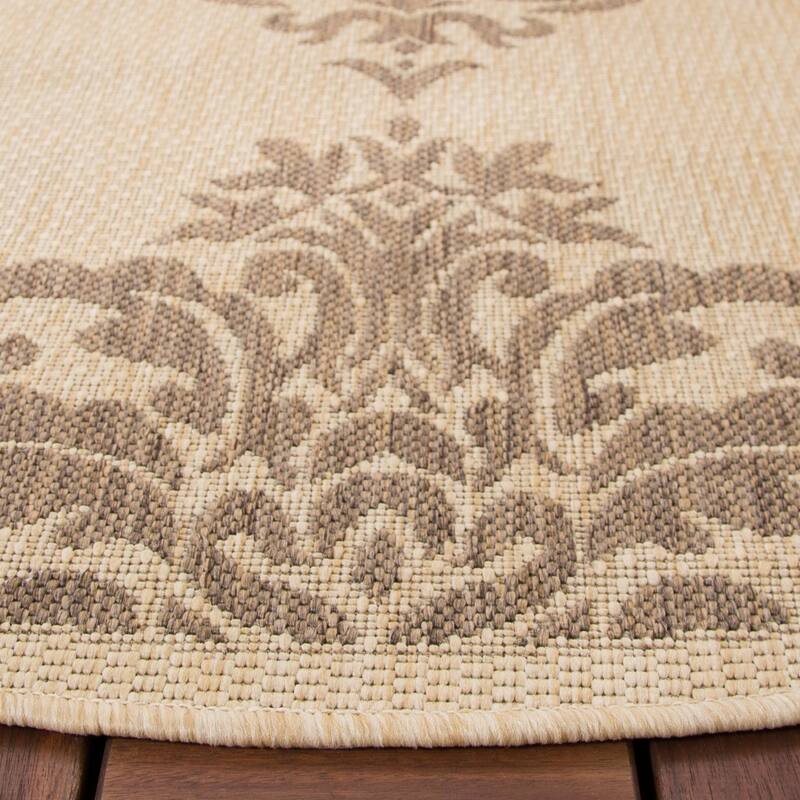 SAFAVIEH Courtyard Pauley Damask Indoor/ Outdoor Waterproof Patio Backyard Rug