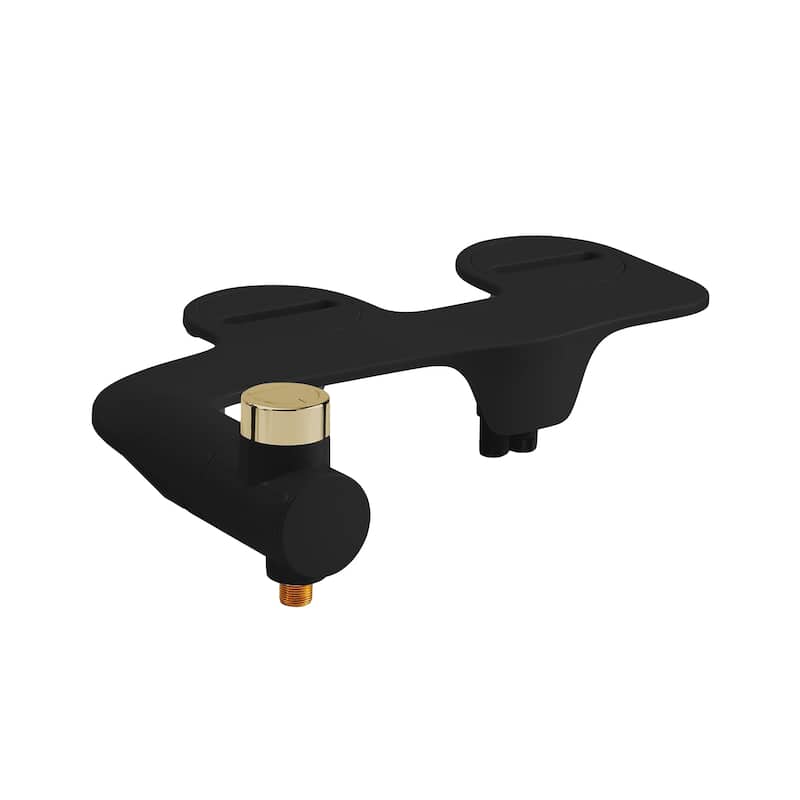 Aqua Non-Electric Bidet Toilet Attachment In Matte Black With Polished Gold Hardware