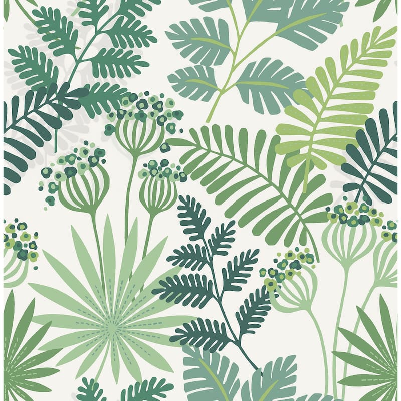 A-Street Prints Praslin Green Botanical Wallpaper