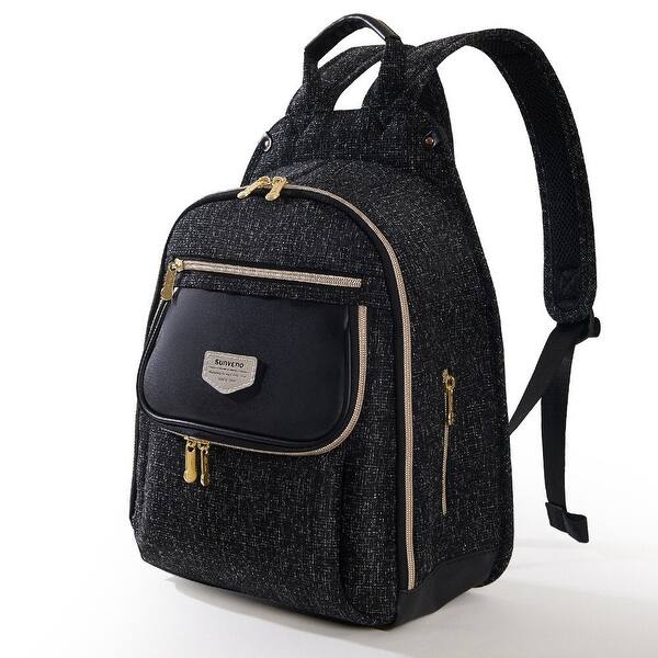 slide 2 of 20, Sunveno Tweed Luxe Diaper Bag Backpack Black