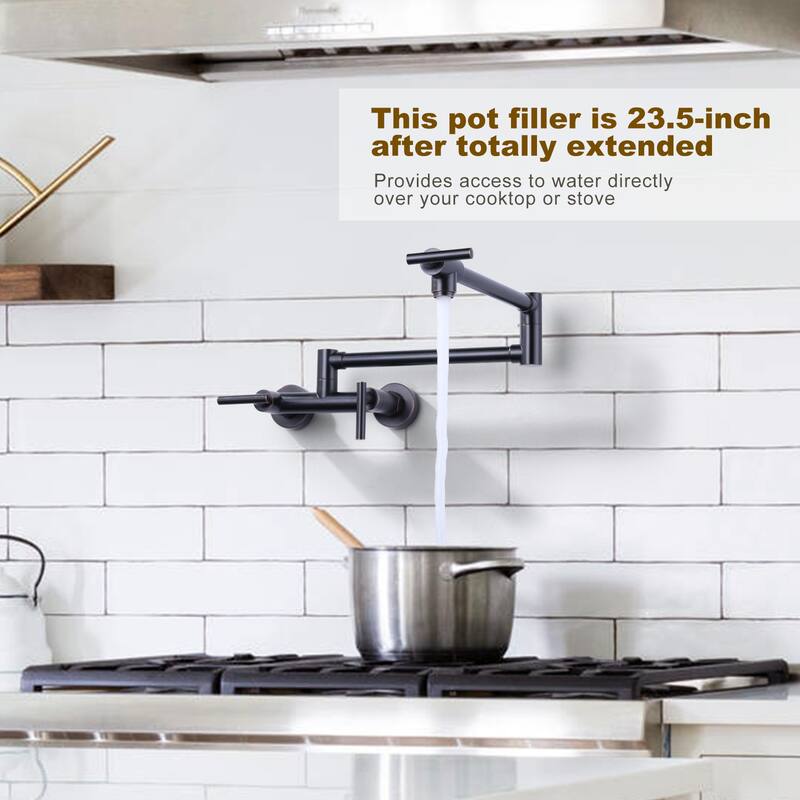 WOWOW Wall Mounted Pot Filler Faucet with Hot Cold Water Control